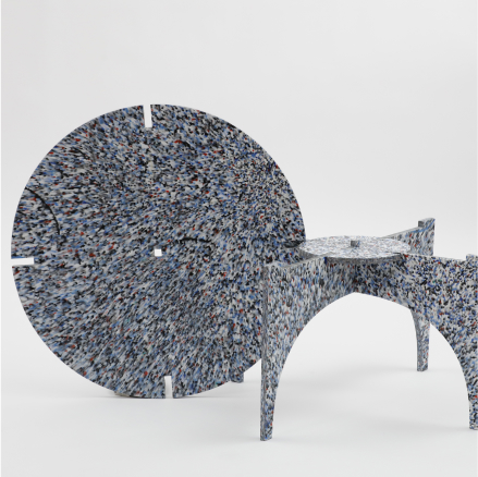 Table made from a 100cmx100cm slab